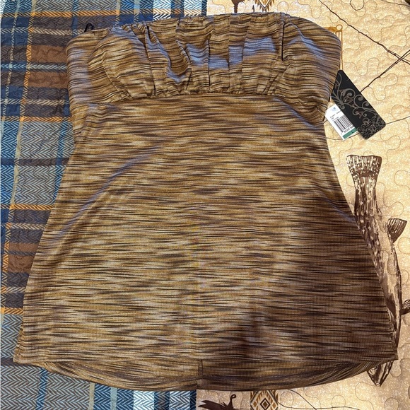 90s/y2k Rampage strapless brown, tan, and gold top women’s size L NWT - Picture 1 of 7